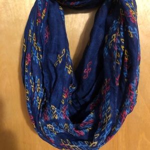 Dark blue patterned infinity scarf